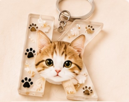 Chaveiro letra K com gatinho