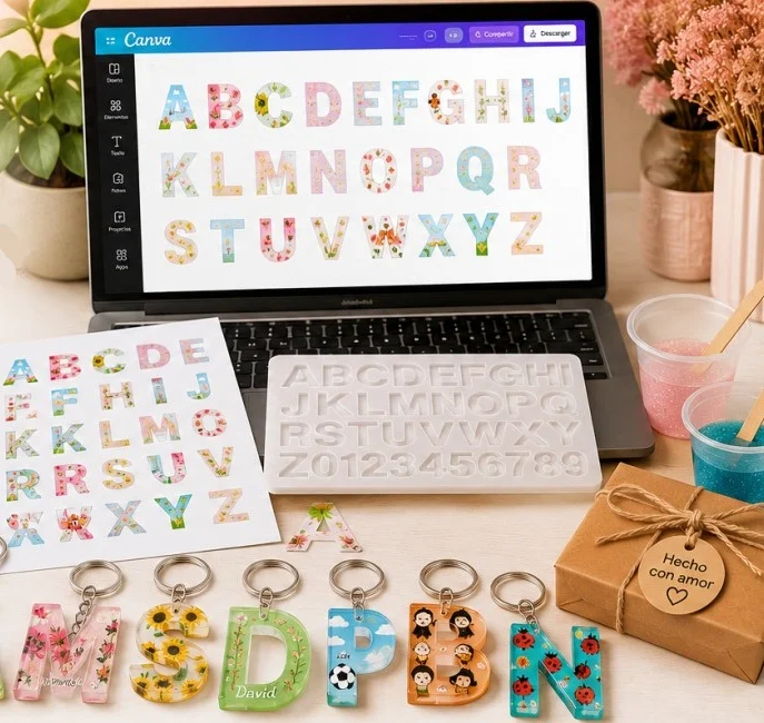Kit de chaveiros de resina personalizados